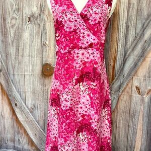 Venezia Pink Floral sleeveless elegant Dress with Shawl